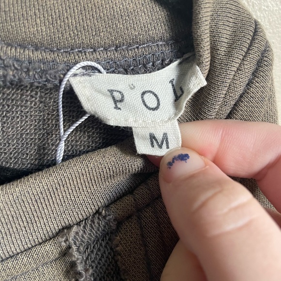 POL Grunge distressed green lace up back crew neck synched sleeves oversized M - Picture 10 of 12